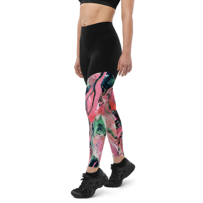 The Gymbum UK QuickDry Pink Marble Sports Leggings