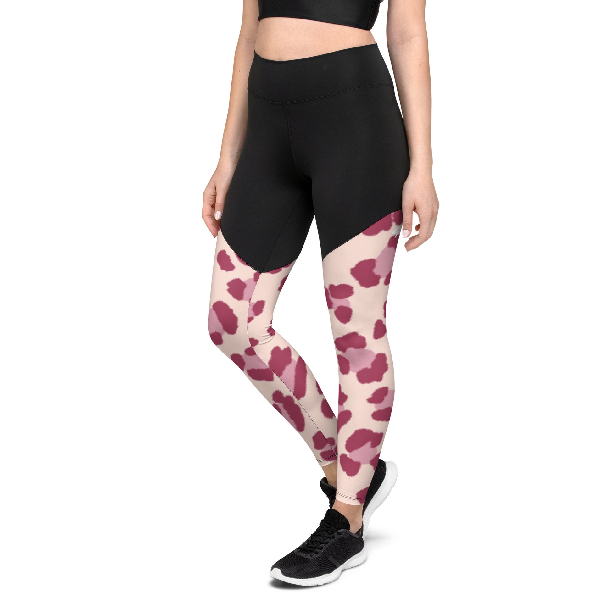 The Gymbum UK QuickDry Peach Leopard Print Sports Leggings - High-Waisted Workout Leggings