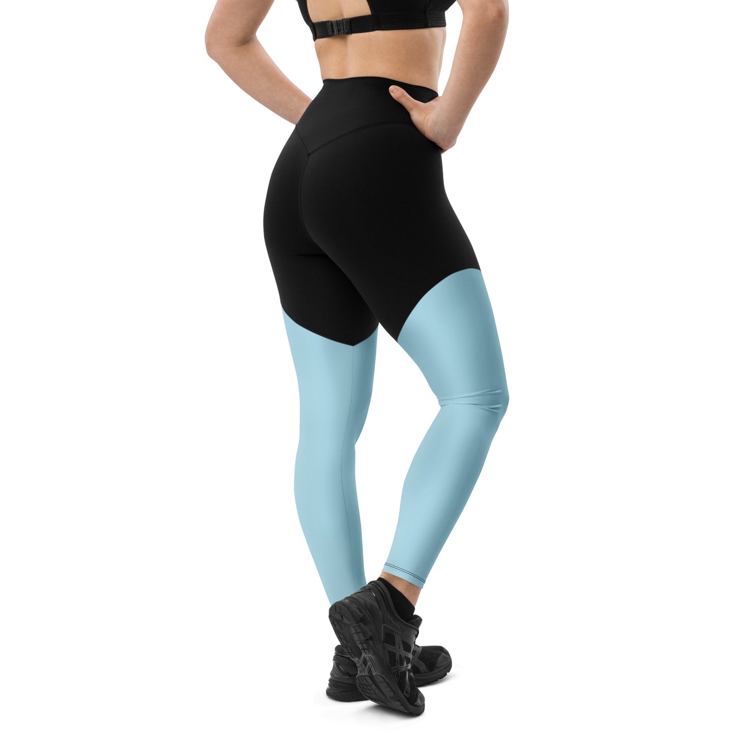 The Gymbum UK QuickDry Soft Blue Sports Leggings - High-Waisted Workout Leggings