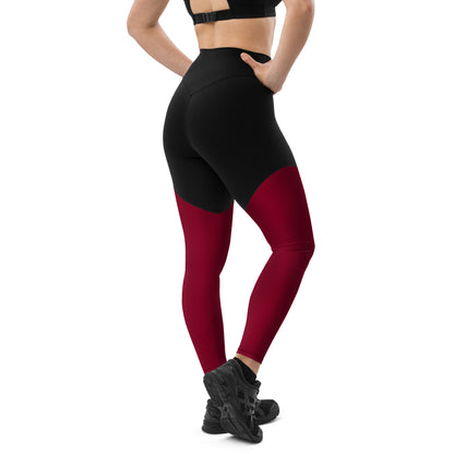 The Gymbum UK QuickDry Burgundy Sports Leggings - High-Waisted Workout Leggings