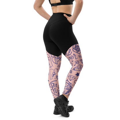 The Gymbum UK QuickDry Girl Power Sports Leggings - High-Waisted Workout Leggings