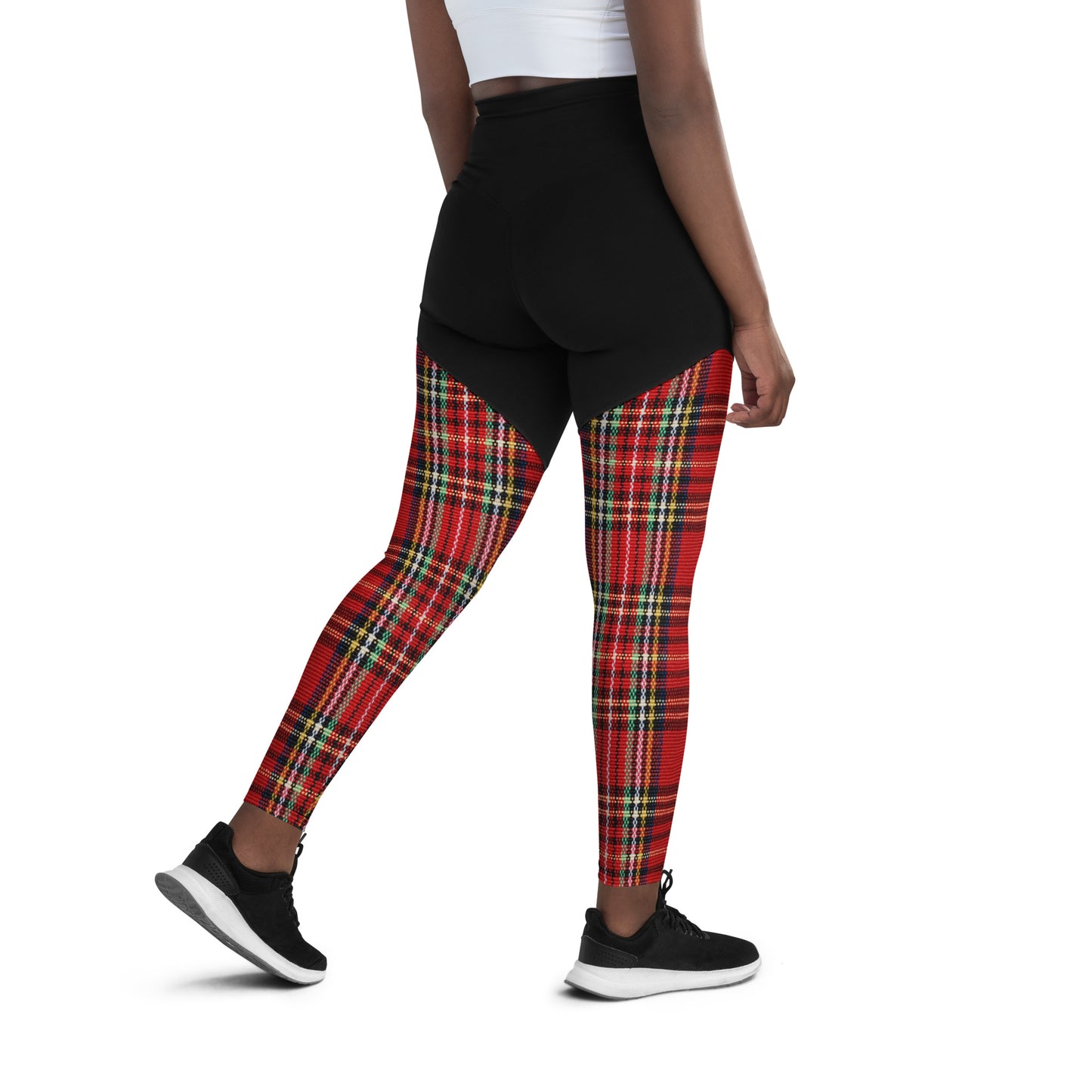 The GymBumUK QuickDry Red Tartan Sports Leggings