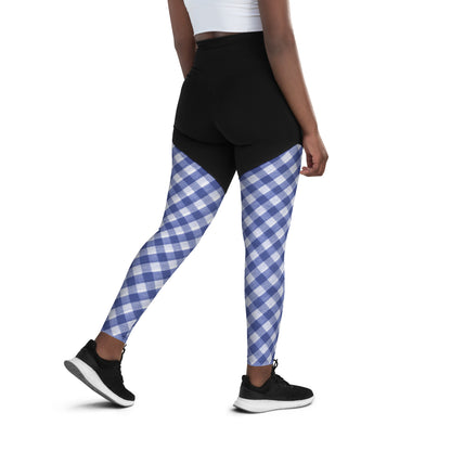 The GymBumUK QuickDry Blue Plaid Sports Leggings