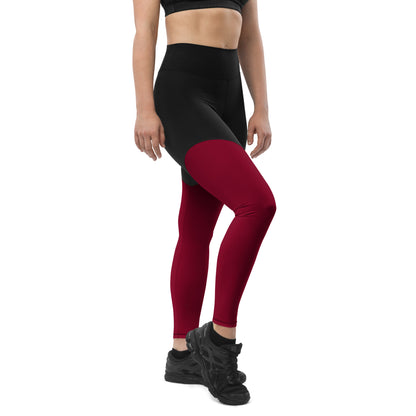 The Gymbum UK QuickDry Burgundy Sports Leggings - High-Waisted Workout Leggings