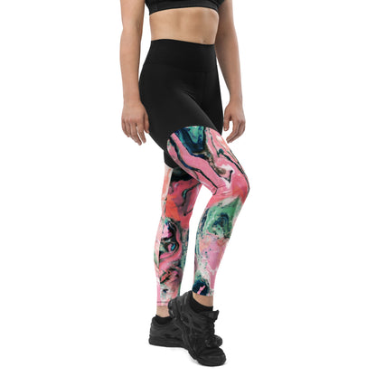 The Gymbum UK QuickDry Pink Marble Sports Leggings