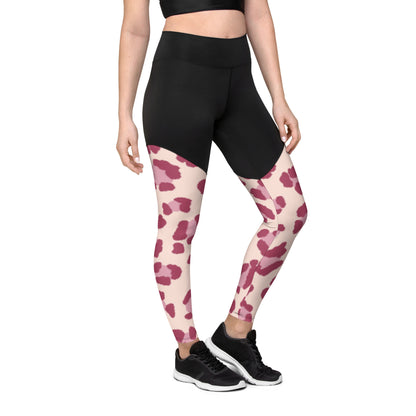 The Gymbum UK QuickDry Peach Leopard Print Sports Leggings - High-Waisted Workout Leggings