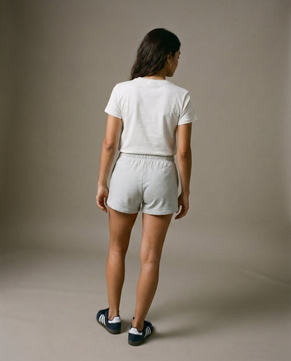 White crewneck t-shirt, back view.