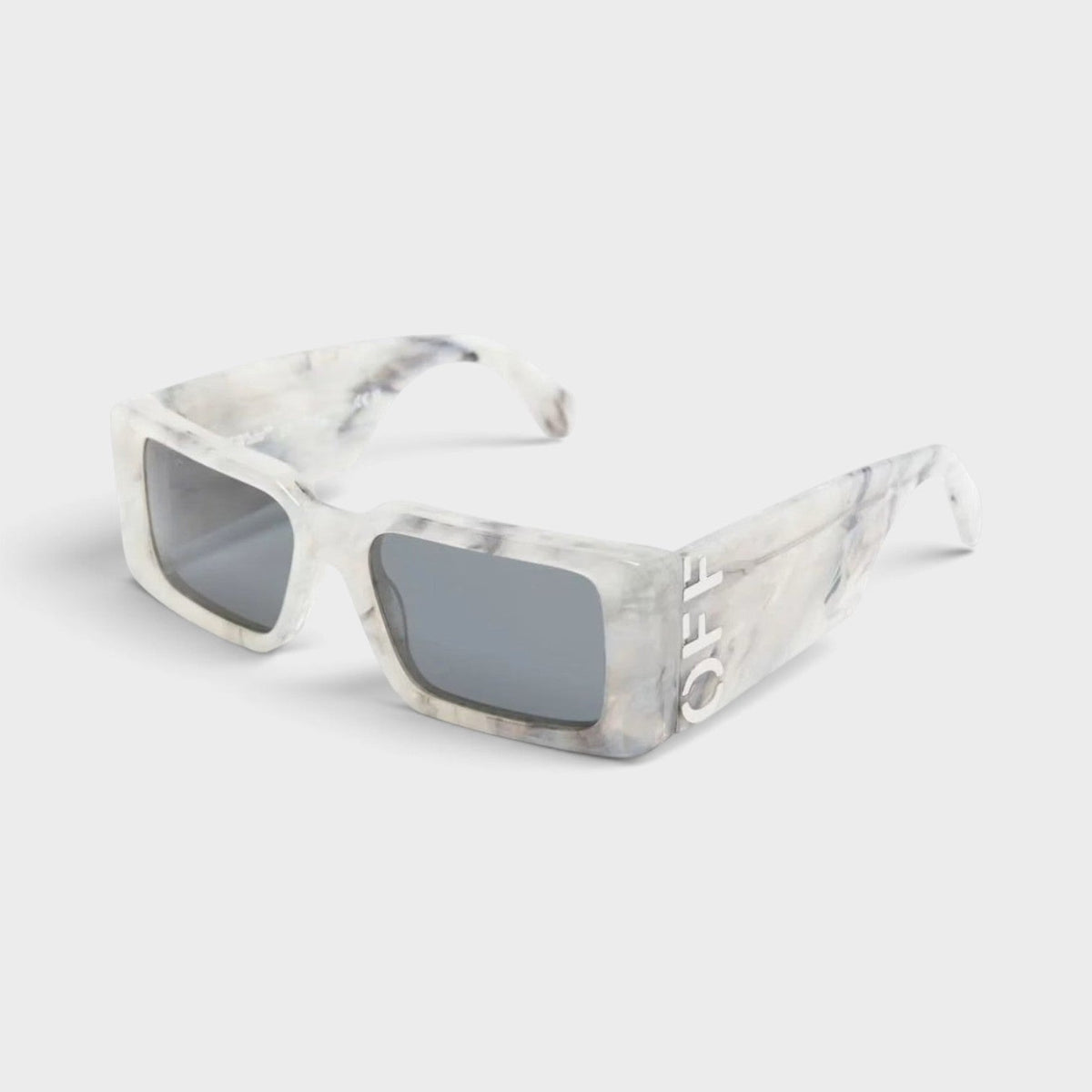 Marble acetate sunglasses with dark grey tinted square lenses