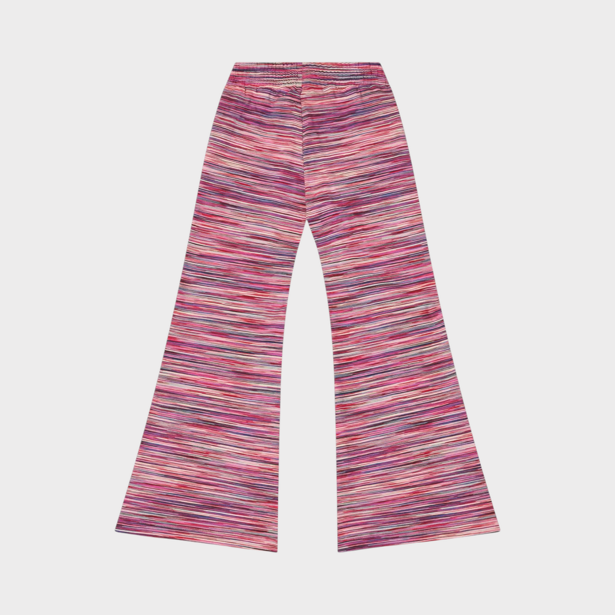 Kids pink heather fleece joggers, striped wide leg with closed hem cuffs