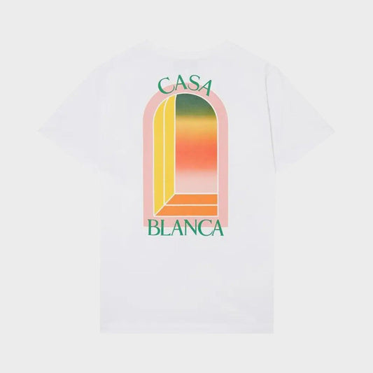 White short-sleeve T-shirt with large back gradient CASA BLANCA graphic