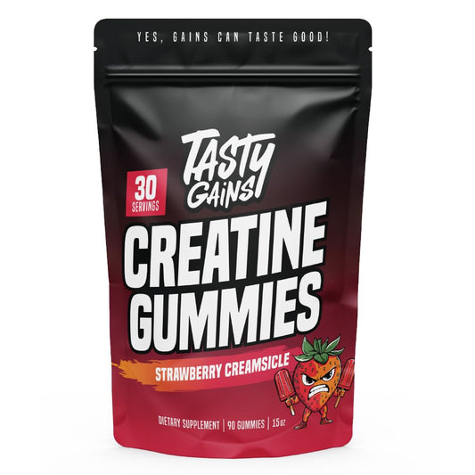 TASTY GAINS Creatine Gummies – 90g, 1g Monohydrate per Gummy, Made in USA