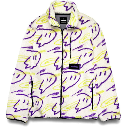 Twitch Zip Sherpa Jacket Mock Neck, Full Zip Oversized Fit with Graphic Pattern