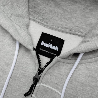 Twitch Zip Up Hoodie Gray, Full-Zip Hooded Sweatshirt, Top Hoodie