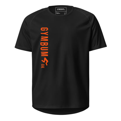 The GymbumUK Orange Long Logo Flex QuickDry Performance T-Shirt