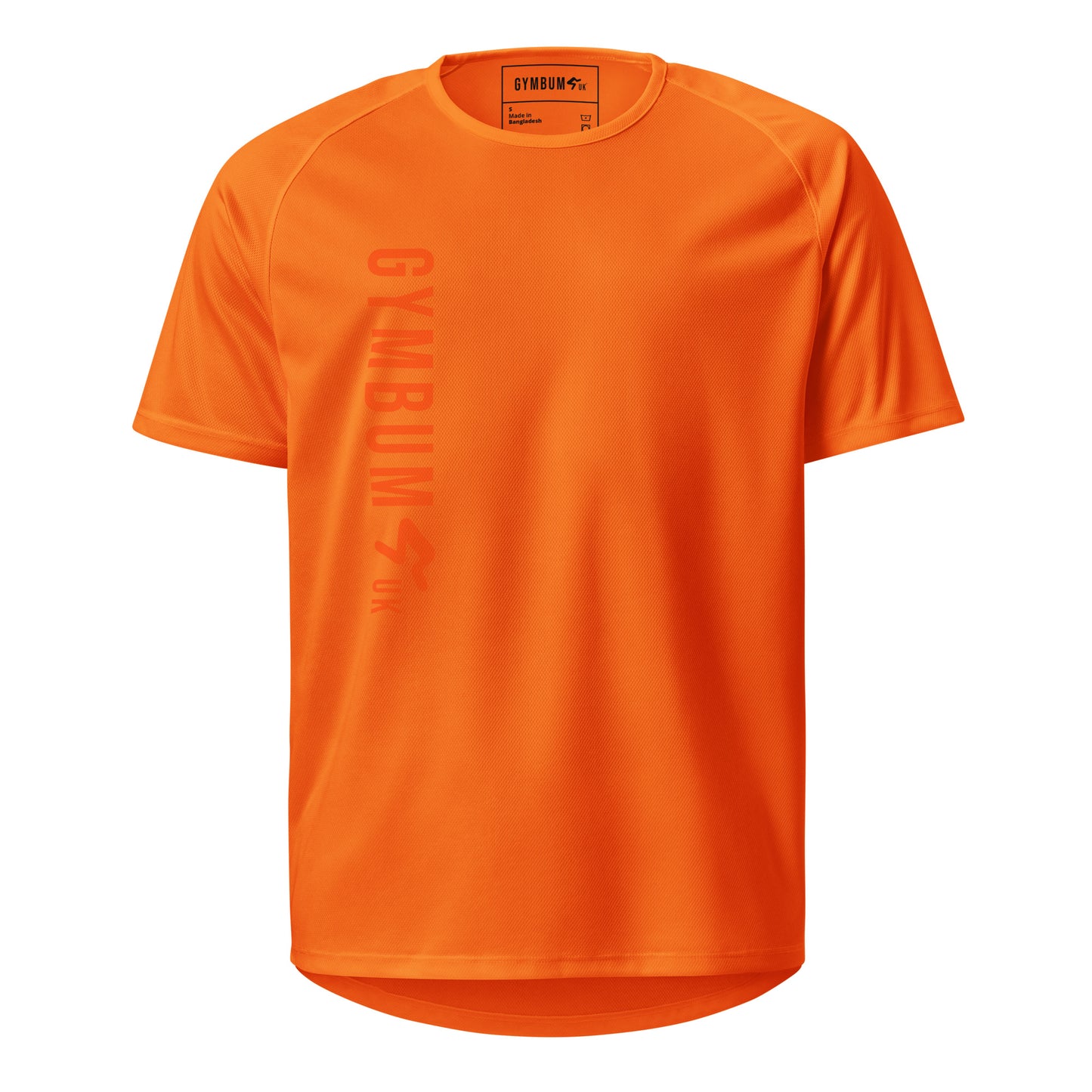 The GymbumUK Orange Long Logo Flex QuickDry Performance T-Shirt