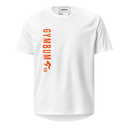 The GymbumUK Orange Long Logo Flex QuickDry Performance T-Shirt