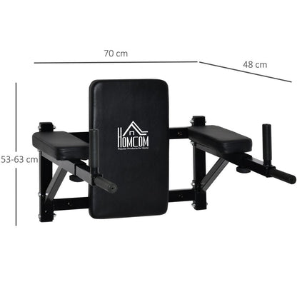 HOMCOM Wall Mounted Dip Station Knee Leg Raise Chin Up Pull Up Rack Home Gym Fitness Exercise Workout Bars New