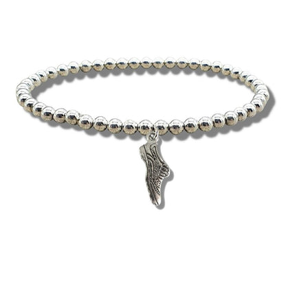 Silver Beaded Running Shoe Bracelet - Perfect Gift for Runners & Fitness Enthusiasts