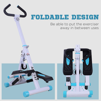 HOMCOM Stepper w/Handle Hand Grip Workout Fitness Machine For Fitness Aerobic Exercise Home Gym White