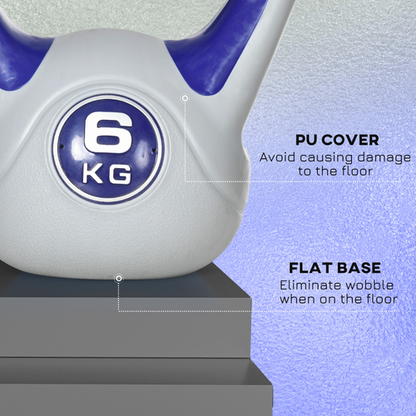 SPORTNOW 6kg Kettle Bell with Handle for Home Gym, Purple and Grey