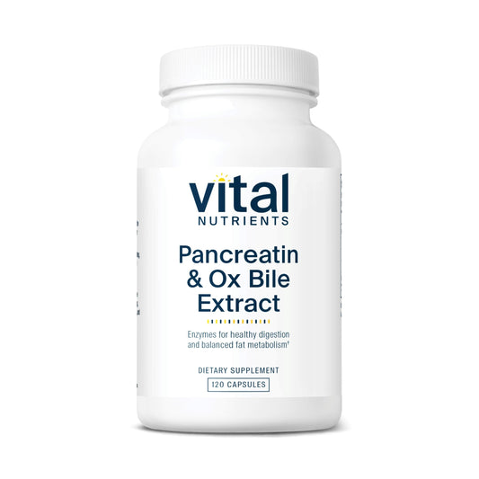 Vital Nutrients Pancreatin & Ox Bile Extract 500mg | Digestive Enzymes for Protein, Fat & Carbs | Gluten Free | 120 Capsules