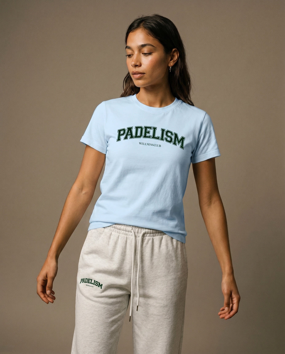 Light blue crewneck T-shirt with Padelism front logo print