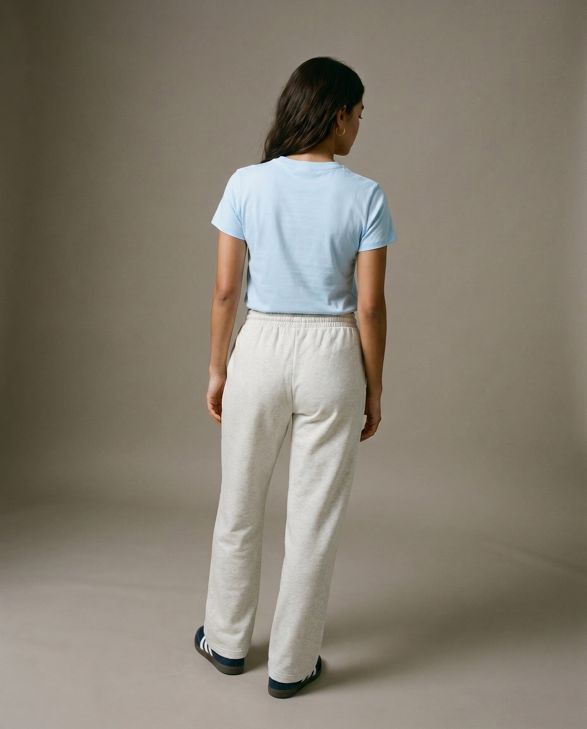 Light blue crewneck T-shirt, back view