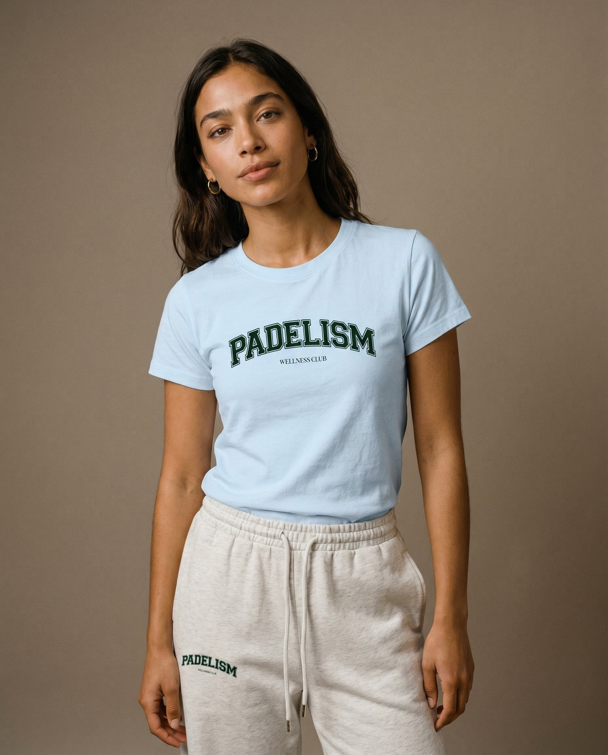Light blue crewneck T-shirt with Padelism chest logo print