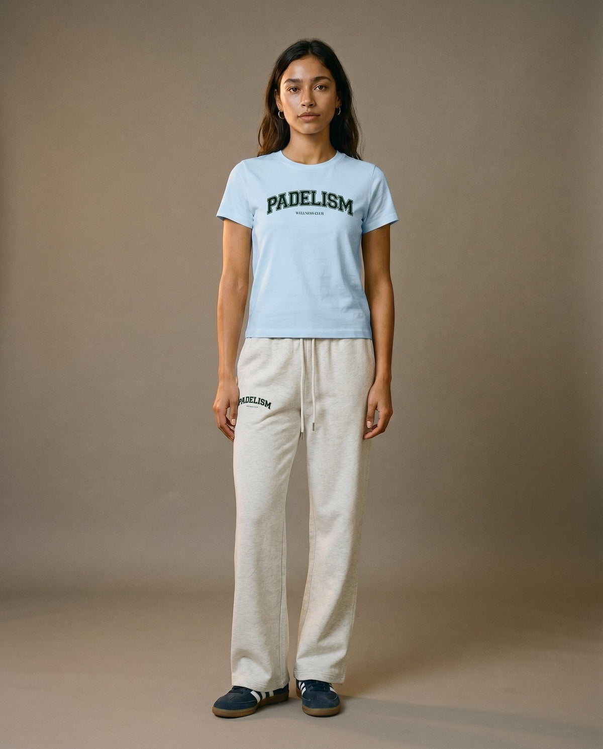 Light blue crewneck T-shirt with Padelism logo, crew neck