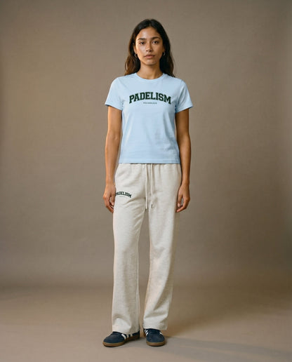 Light blue crewneck T-shirt with Padelism logo, crew neck