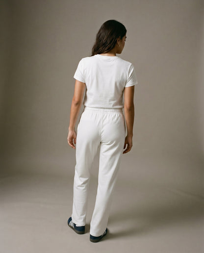 White crewneck T-shirt, back view