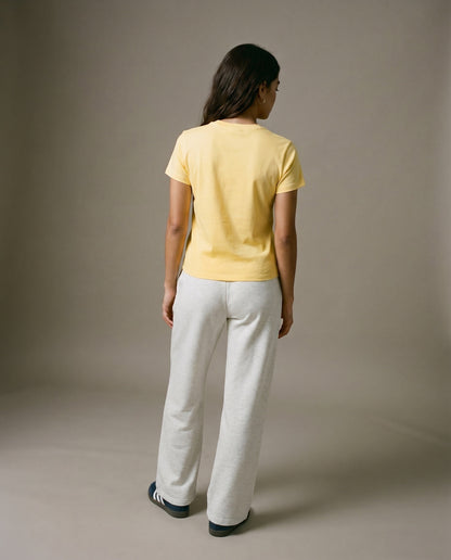 Yellow crewneck T-shirt, back view